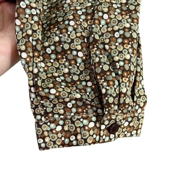 Architect Button Up Shirt 1X Plus Size Spotted All Over Pattern Brown Blue Shirt - Picture 7 of 8